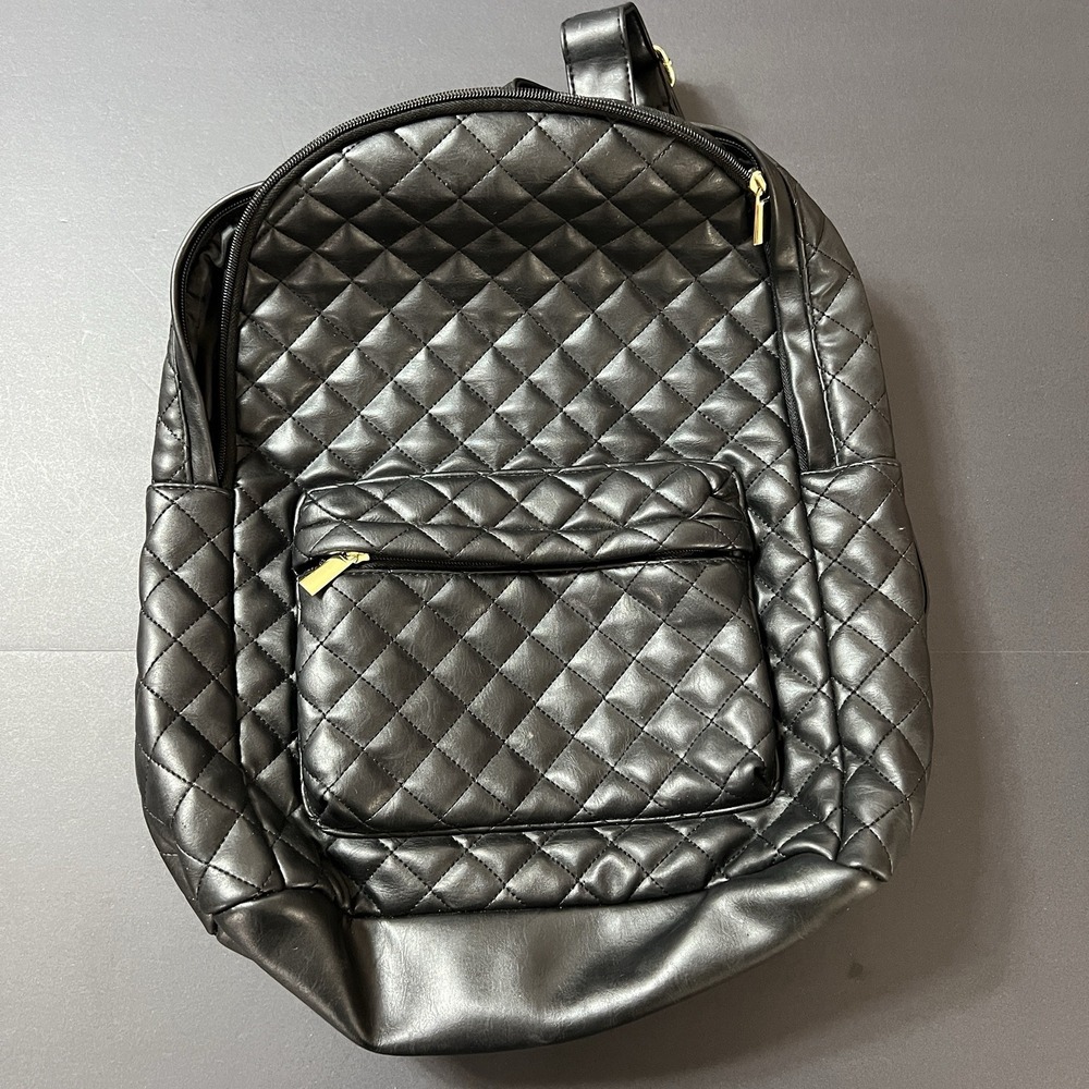 Mossimo Supply Co Black Quikted Backpack Leatherette Material Purse Y2K Grunge